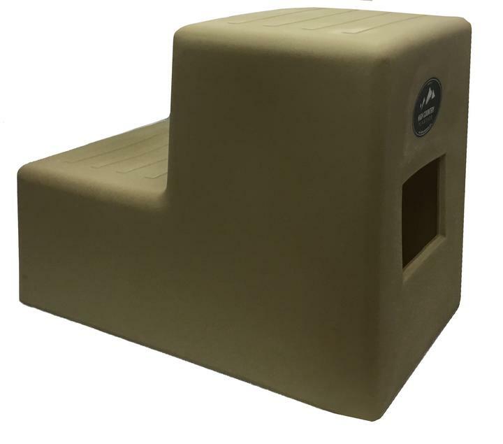 High Country Plastics MS-19 two step mounting block 19 inch in Tan for horse mounting and trailer access
