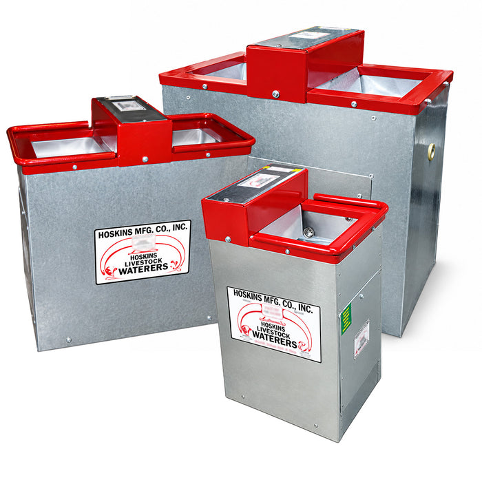 Hoskins automatic horse waterers, HC7, HC14 and HC17 stainless tanks on insulated galvanized frames