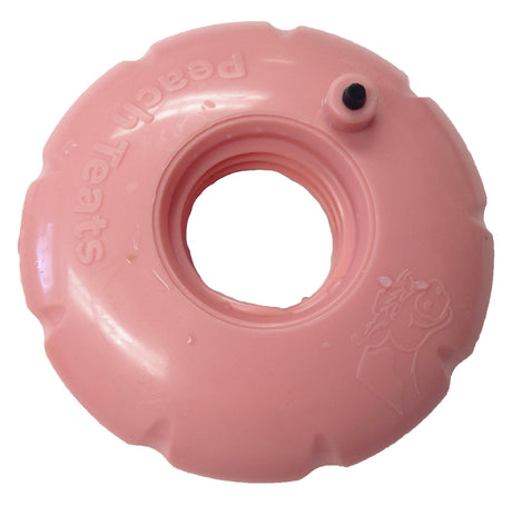 Peach Teat bottle cap ring for a calf nursing bottle, teat not included
