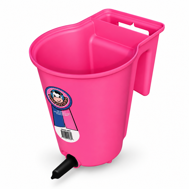 Pink Feeders Single Calf Feeding Bucket, 8 Quart Complete. Part PF Bucket Single. Sold by PeteCo Supply.