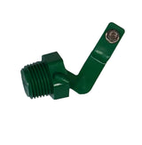 A green metal valve with a stainless steel screw and wing-nut, designed for high-pressure automatic waterers.