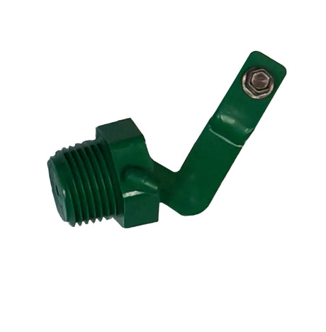 A green metal valve with a stainless steel screw and wing-nut, designed for high-pressure automatic waterers.