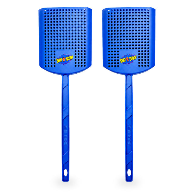 Swat-N-Scoop blue fly swatters with built-in bug scoop, 2 pack