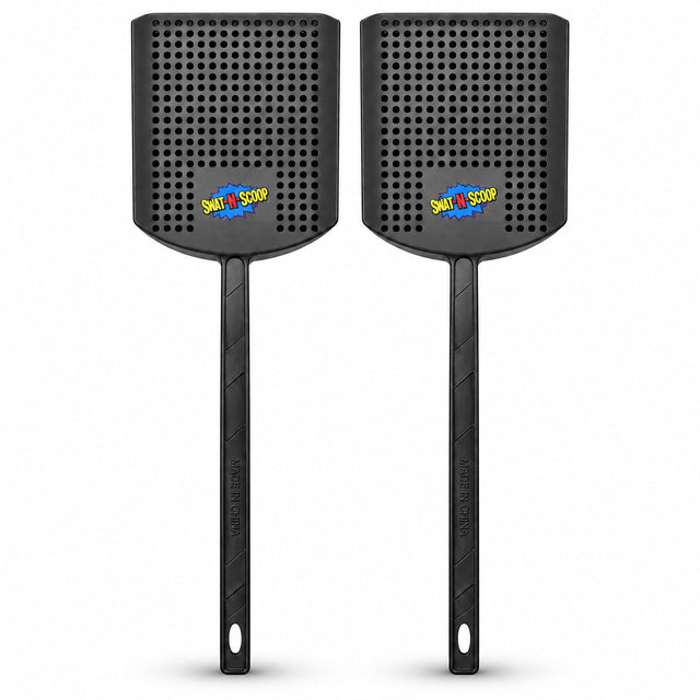 Swat-N-Scoop charcoal fly swatters with built-in bug scoop, 2 pack