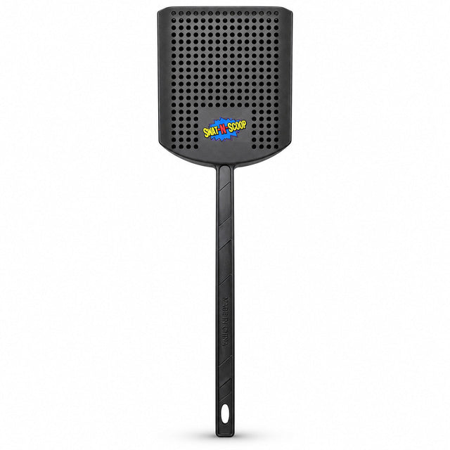 Swat-N-Scoop charcoal fly swatter with built-in bug scoop