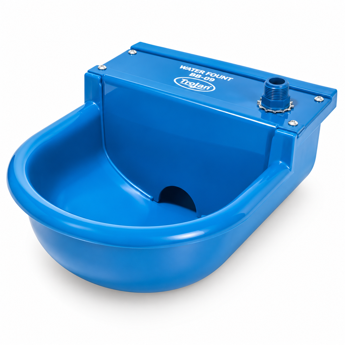 Trojan BB09 water fount with mounting bracket and hose for livestock pens