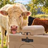 Cattle drinking from a Classic Equine by Ritchie UltraFount 2 two hole waterer